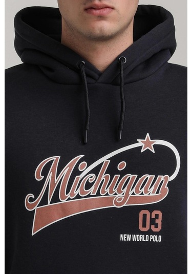 Kapüşonlu Lacivert Slim Fit Full-zip Sweatshirt 24fwm64079 Lacivert