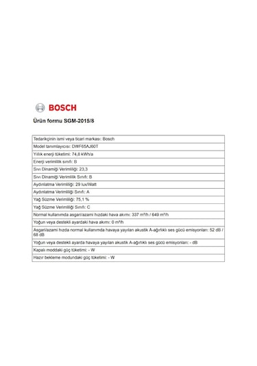 Bosch DWF65AJ60T 60 CM Duvar Tipi Davlumbaz