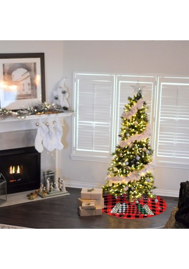 Xindoker Kırmızı Baskılı Noel Ağacı Etkili Noel Bayramı Dekorasyon Aksesuarı