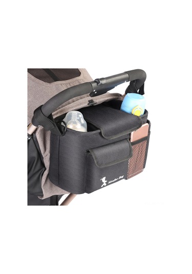 Neevoyu Siyah Bebek Arabası Çantası - Çok Amaçlı Organizer, Çıkartılabilir Askı, 300d Oksford Kumaş, Pratik Bebek Eşyaları Saklama J4001 Siyah