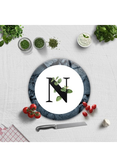 Decorita Cam Kesme Tahtası - Cam Kesme Tablası - Harfli Tasarım N Çap 32 CM