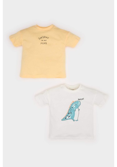 DeFacto Erkek Bebek Yenidoğan Bisiklet Yaka Dinazor Baskılı Penye 2'li Kısa Kollu Tişört E8232A525SMER98 DeFacto Erkek Bebek Yenidoğan Bisiklet Yaka Dinazor Baskılı Penye 2'li Kısa Kollu Tişört E8232A525SMER98