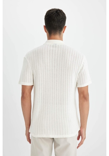 DeFacto Regular Fit Kısa Kollu Dokulu Triko Polo Tişört D4810AX24SMWT16