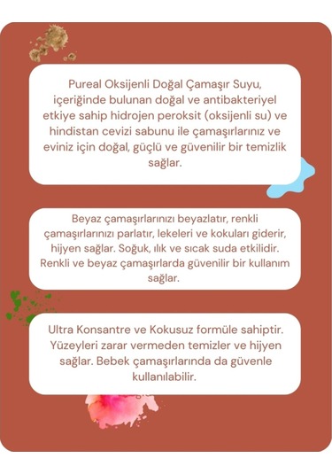 Pureal Oksijenli Doğal Çamaşır Suyu 1 Lt Tekli