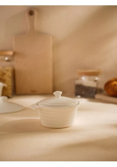 Sl Home 340 Ml Kapaklı Seramik Fırın Kabı 201313926 Beyaz