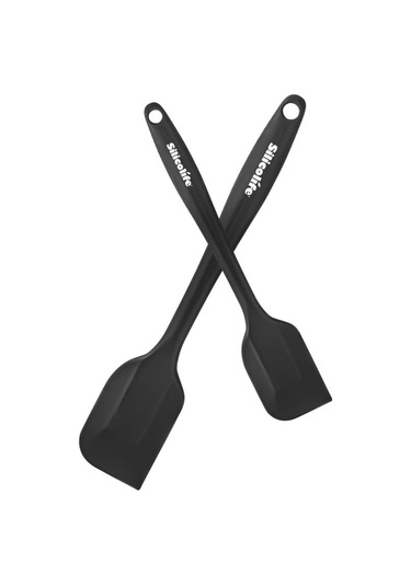 Silicolife Büyük Ve Küçük Spatula Seti, Isıya Dayanıklı Yanmaz Yapışmaz Silikon Spatula 2 Li Set Siyah