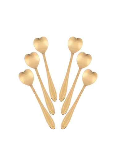 Çay Kaşığı Gold Kalpli 6lı