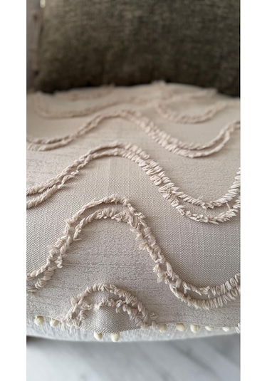Diletto Oturma Yerini Kapatan Dalgalı Ponponlu Koltuk Örtüsü Berjer Örtüsü 70x95 Cm Vizon Vizon