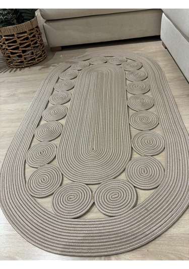 Cookie Jüt Hasırlı El Örgüsü Kilim Taş