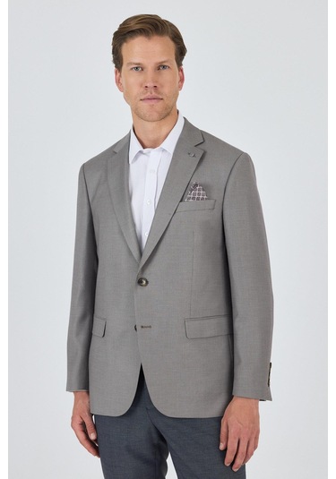 Koyu Vizon Mono Yaka Armürlü Tam Astar Esnek 4 Drop Comfort Fit Classic Ceket 1002250152 Koyu Vizon