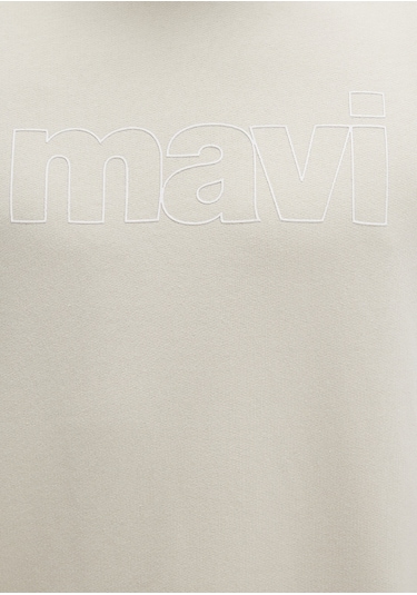 Mavi - Mavi Logo Baskılı Kapüşonlu Bej Sweatshirt 065606-70134 Bej