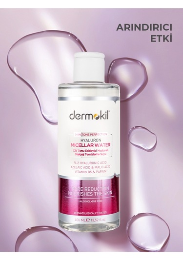 Dermokil Cilt Tonu Eşitleyici Hyaluron Micellar Makyaj Temizleme Suyu 400 ML