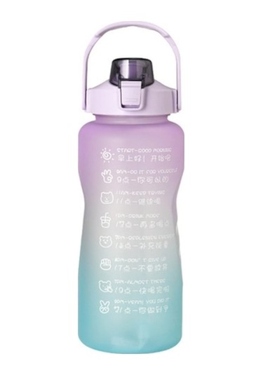 Novahub Ölçekli Motivasyonlu Su Şişesi Bpa-free Fda 2000 Ml Mor Mavi 538013757 , Bpa İçermeyen 615
