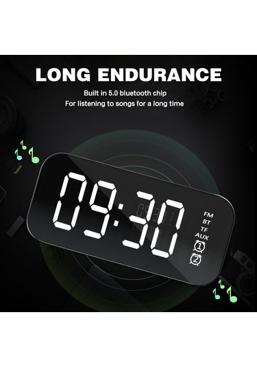 Reedark Pembe Mini Masa Saati: Bluetooth Hoparlör, Fm Radyo, Ayna Ve İki Alarm Özelliğiyle Akıllı Ev Aletleri