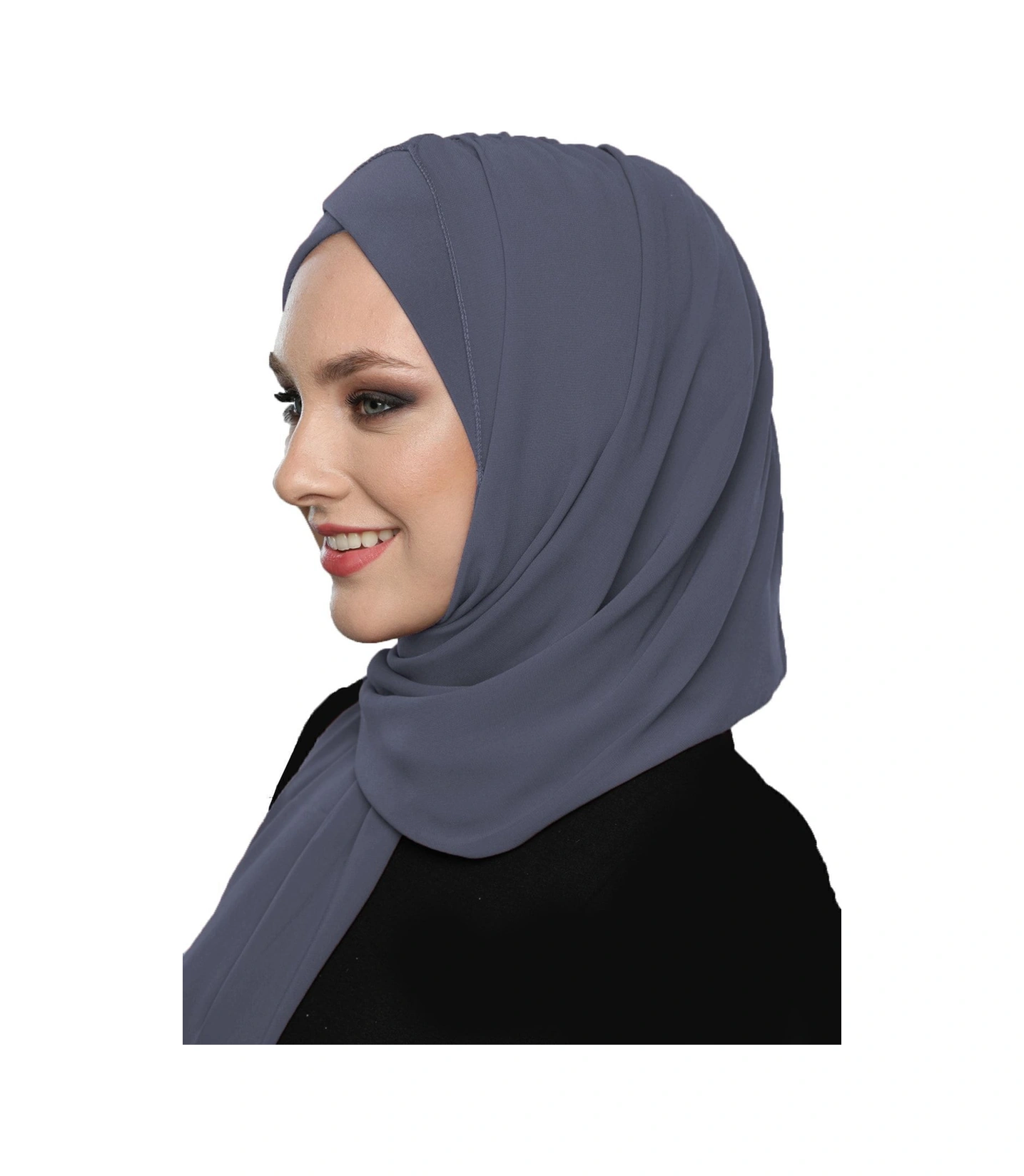 Şallı Takmatik Sade Koyu Gri Hazır Türban Tesettür Bone Namaz Örtüsü Koyu Gri