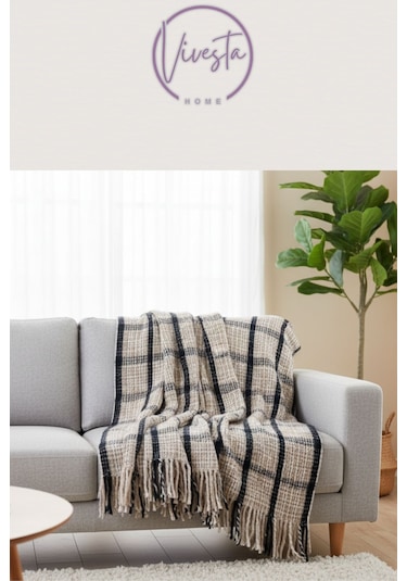 Yumuşacık Scotch Battaniye 150 200 Cm Sıcak, Şık Ve Konforlu Tasarım Bej - Siyah