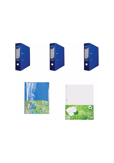 Noki Klasör 3'lü Telli Dosya 50'li Poşet Dosya 100'lü Mavi