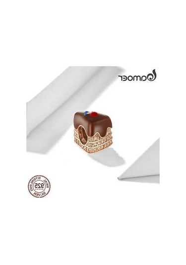 Novahub Kokulu Çikolatalı Kek Kolye 925 Ayar Gümüş Charm Fit Bilezik Boncuk Kadın Takı Gümüş