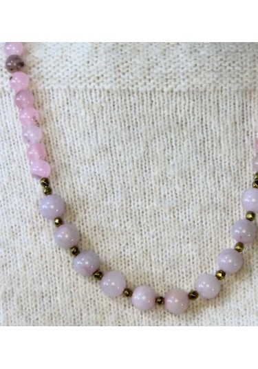 Doğal Taş Pembe Kuvars Doğal Taşlı Kadın Kolye Euk20pk2 Pembe