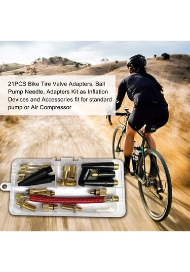 Qingmipy 21 Parça Bakır Lastik Valf Adaptör Seti - Bisiklet, Futbol, Basketbol, Yüzme Halka Ve Havlu Yatağı İçin Enflasyon Aleti Altın