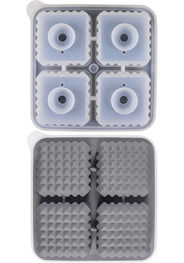 Xiyyadms Gıda Kalitesi Silikon Buzluk - 4 Adet Kare Buz Küpü Kalıbı - Whiskey Ve Kokteyller İçin Yavaş Erime - Ev Ve Bar Kullanıma Uygun - Siyah Çok Renkli