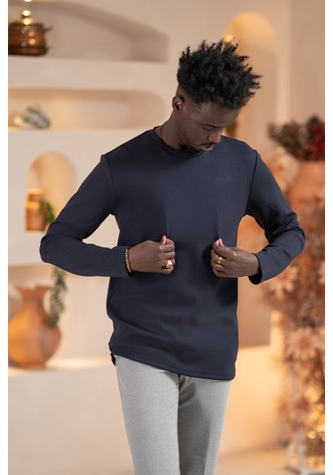 Paul Martin Modal Esnek Kumaş Regular Fit Mevsimlik Sweatshirt Lacivert