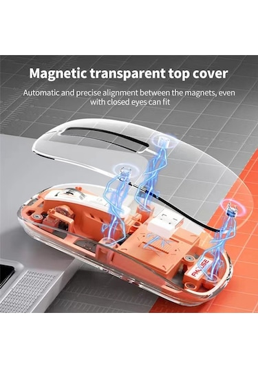 Springsun Kablosuz Şeffaf Üç Modlu Mouse Turuncu