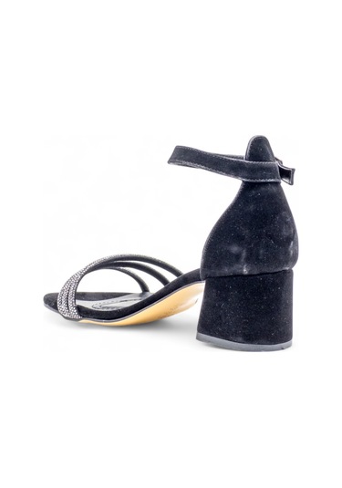 Berk Taşlı Alçak Topuklu Abiye Süet Siyah