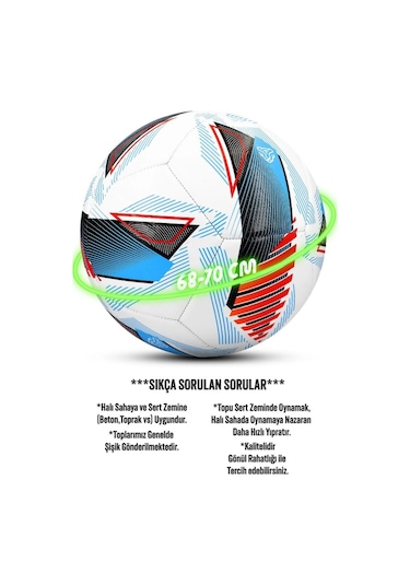 League Ball Pompa Hediyeli No:5 Futbol Topu Halı Saha Sert Zemine Uygun Dayanıklı Pvc Çok Renkli