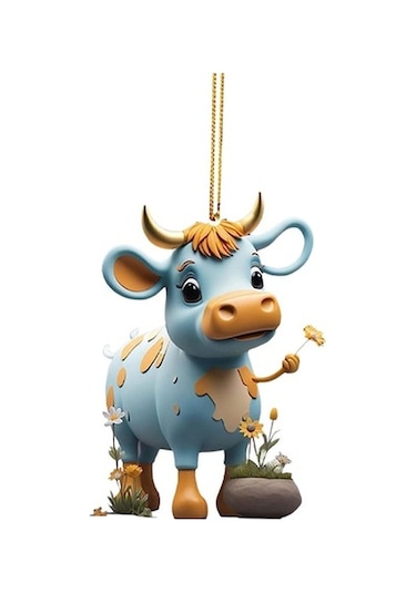 Lijinxu İnek Yılbaşı Ağacı Süslemeleri Ev Fotoğraf Sahne Oturma Odası İnek Araba Kolye Tarzı E