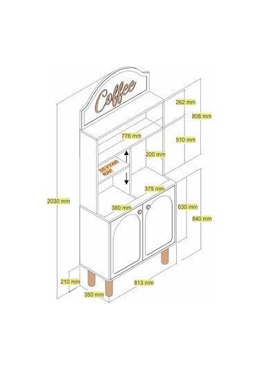 Bohem Kahve Köşesi 80cm - Krem Krem