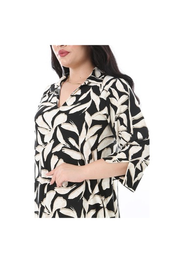 Kadın Büyük Beden Renkli V Yakalı Yan Cepli Likralı Viskon Elbise 65n38205-renkli Çok Renkli