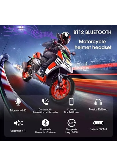 Geeksen Kask Telsizi Motosiklet Kaskı Kablosuz Bluetooth Kulaklık Eller Serbest Telefon Görüşmesi Kask İnterkom Müzik Çalar