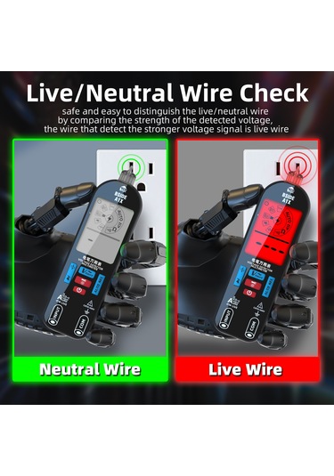 Geeksen Akıllı Isınma Koruma Dijital Multimetre, 400mah Li-pil İle Doğrudan Şarj, Lcd Ekran Yeşil-kırmızı Arka Işık, Otomatik Kapatma Ve El Feneri Fonksiyonu, Siyah + Saklama Çantası Siyah