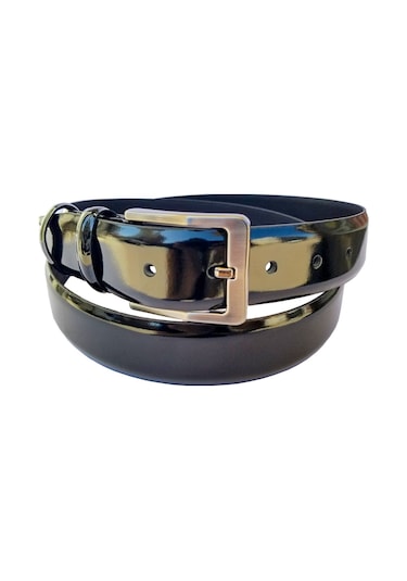 Rich Smith %100 Gerçek Hakiki Deri Klasik Rugan Kemer Siyah Metal