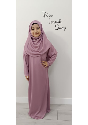 Kız Çocuk Tek Parça Namaz Elbisesi Gül Kurusu Gülkurusu