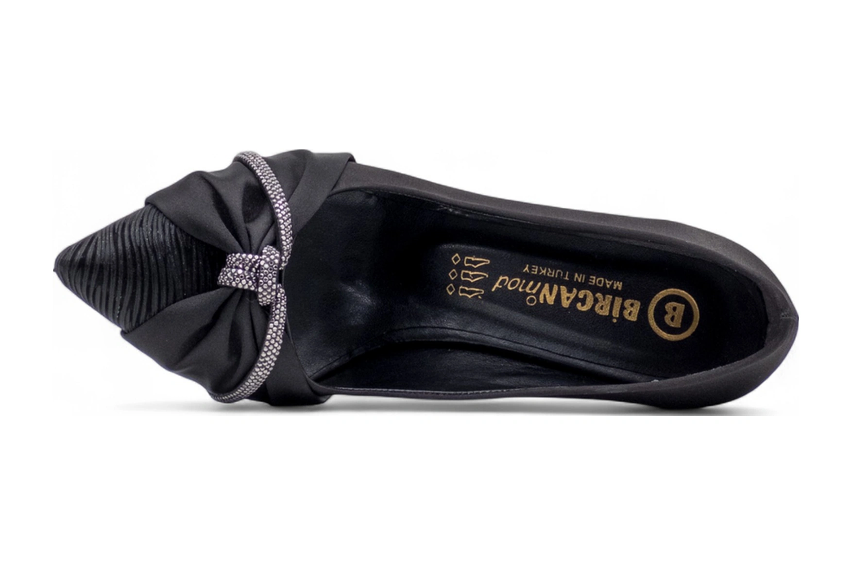 Bircan 08 Taşlı Saten Kadın Stiletto Siyah