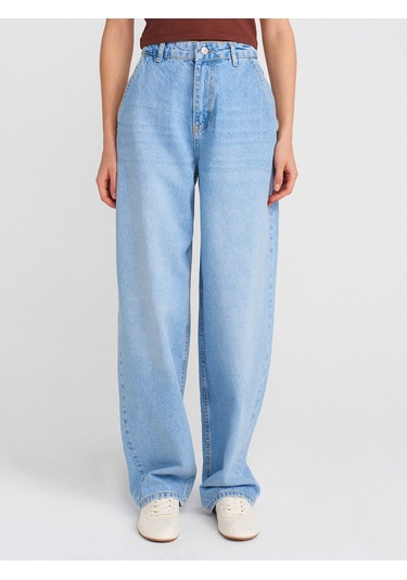 Dilvin 71795 Taşlanmış Balon Denim Pantolon-açık Mavi Açık Mavi