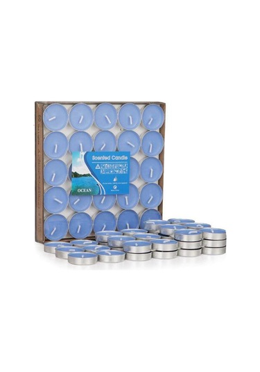 Çay Işığı Mumlar 50'li Pakette Kokusuz Tealight Mumlar Romantik Aşk Mumları Ev Dekorasyonu Düğün Doğum Günü İçin Toplu Mavi