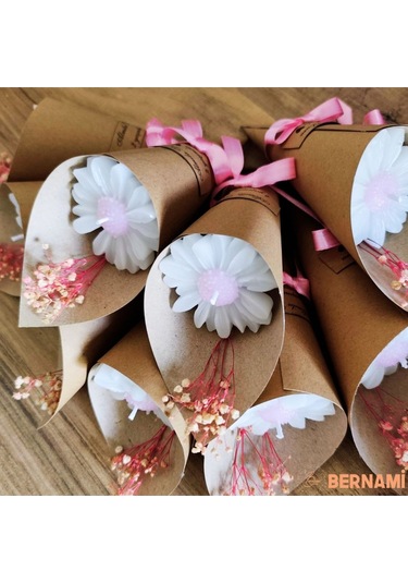 Papatya Buketi Mum, Düğün Hediyesi, Nikah Şekeri, Bebek Şekeri, Çiçek - 20 Adet