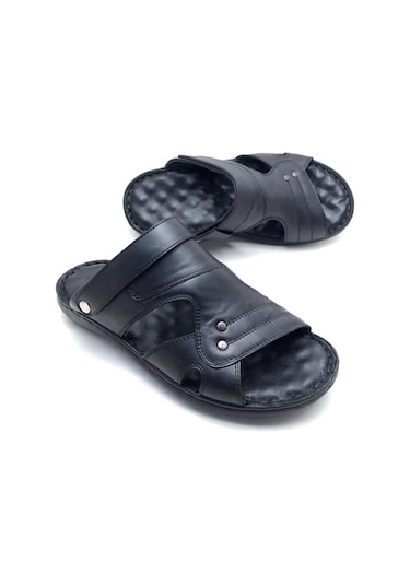 Umut Deri Büyük Numara Ortopedik Masajlı Terlik (485690415)