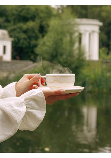 Sl Home Çay Ve Kahve İçin Porselen Hediye Kupa, 270 Ml Tabak İle 248471308 Beyaz