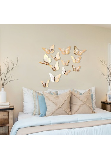 Maiyame Altın 3d Kelebek Duvar Sticker - Ev Dekorasyonu, Oturma Odası, Çocuk Odası Dıy Dekoratif立体装饰 Altın