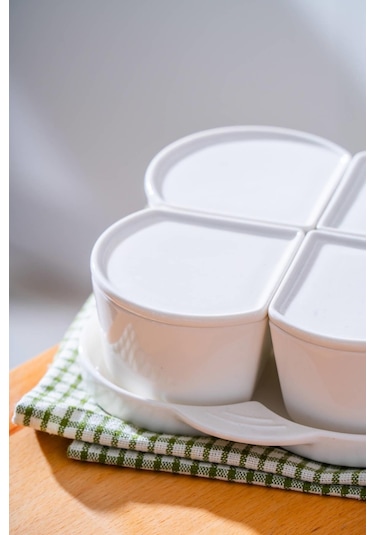 Pure Line 4 Lü Tepsili Kahvaltılık Seti Beyaz