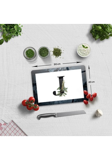 Decorita Cam Kesme Tahtası - Cam Kesme Tablası Harfli Tasarım  J  20 CM x 30 CM