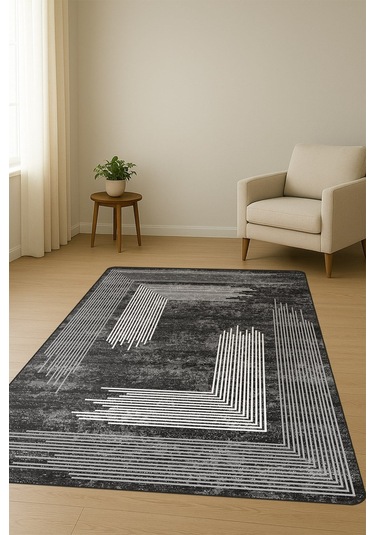 Modern Dijital Baskı Kaymaz Taban Halı H1140 Renkli