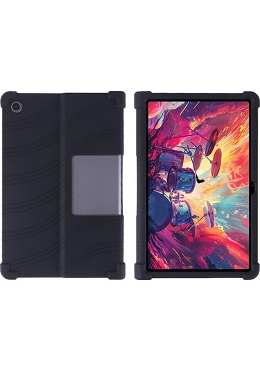 Lenovo Xiaoxin Pad Studio 11,5 İnç/tab Plus Silikon Kılıf Ve Destek Standı Sağlam Koruyucu Kapak - Siyah Tablet Kılıfı