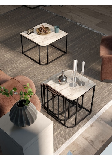 Orta Sehpa Ve Zigon Sehpa Damla Efes Bej