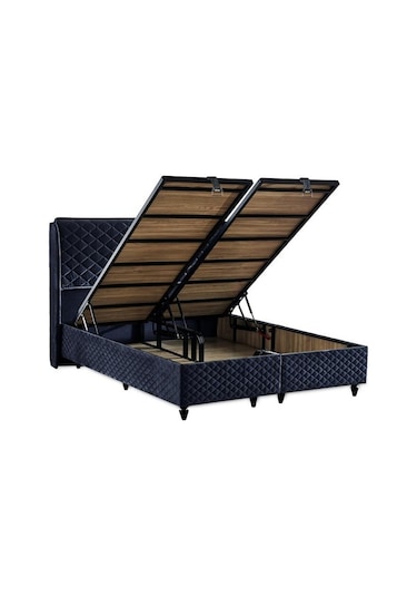 Baklava Lüks Baza Ve Başlık Seti 120x200 Cm Tek Kişilik Metal Baza Ve Başlık Takımı Antrasit Kumaş