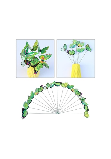 Suntek 24x Kelebek Bahçe Kazıkları Eve Taşınma Patio Yeşil